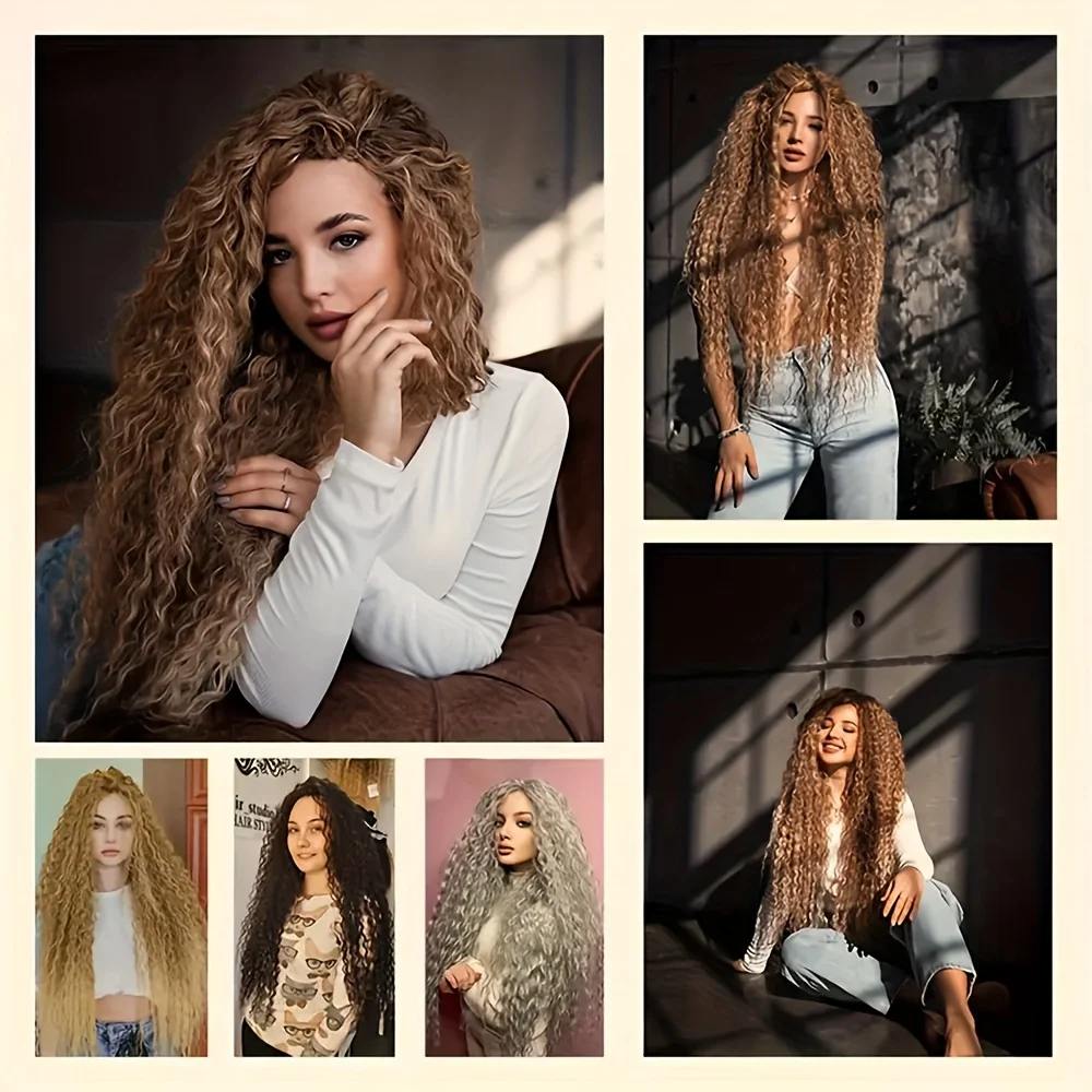 Perucas trançadas sintéticas para mulheres, onda profunda, torção encaracolada, extensões de cabelo crochê, dreadlocks africanos, peruca de cabelo brasileiro, 20in