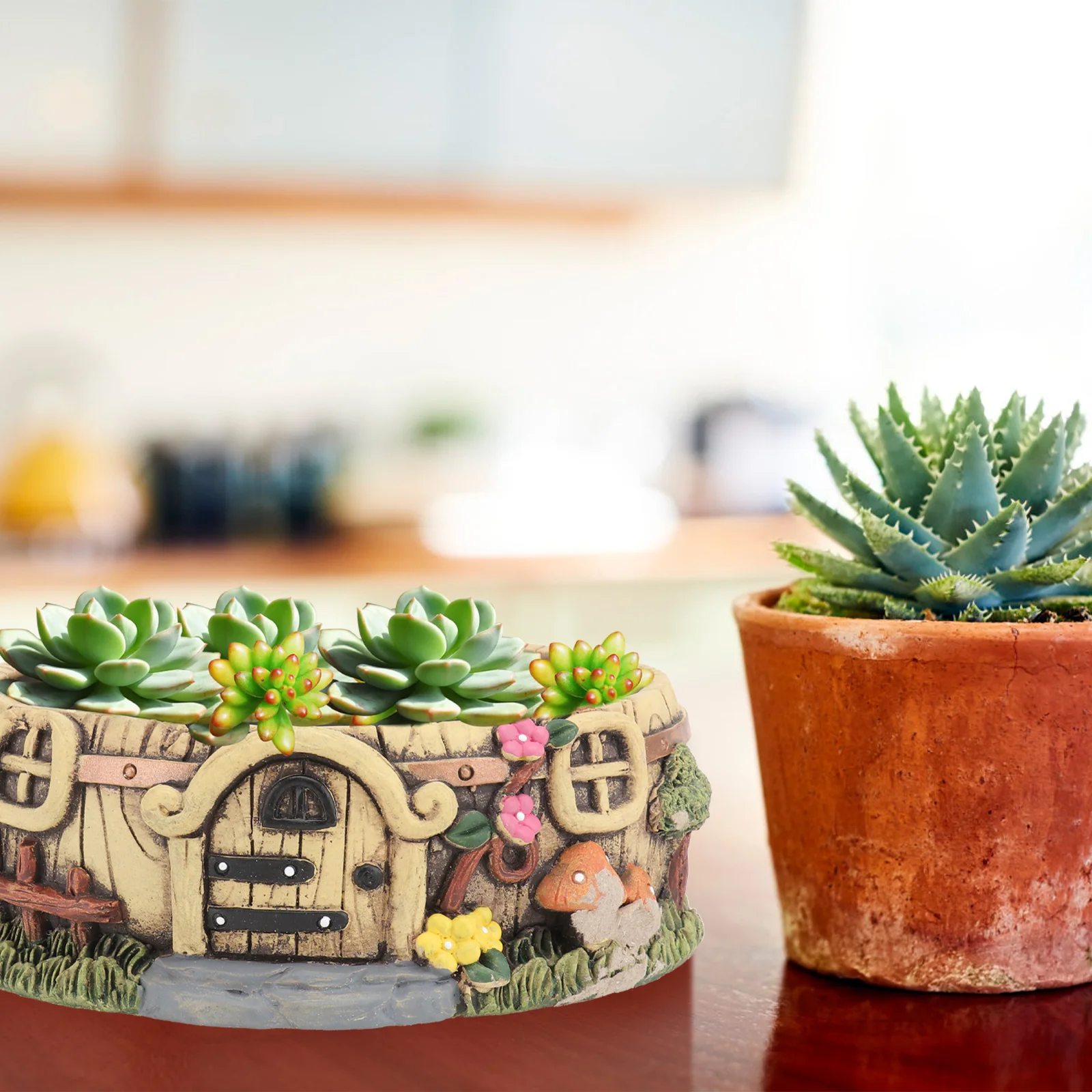 

Resin Flower Pot Creative Micro L Plant Pots for Succulents Cactus Decorative Mushroom House