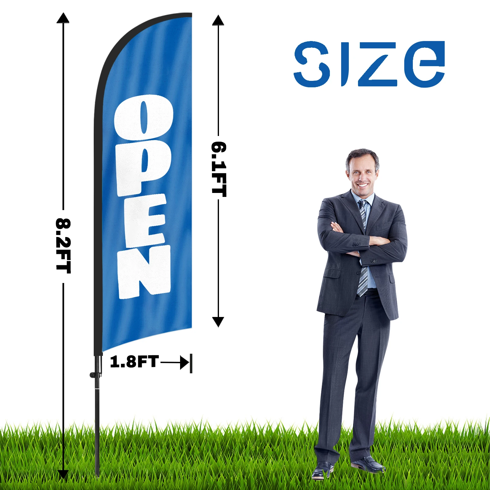 FSFLAG 1PCS 280CM The Open4 Feather Flag with Flagpole Advertising Outdoor Banner Decoration for Businesse and Storefront