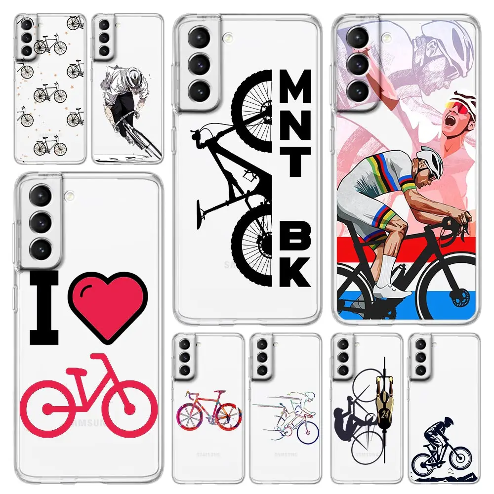 Coque de téléphone pour Samsung Galaxy, S24 Ultra, S23, FE, S22, S20, S21, 5G, S10, S9 Plus, S10E, S8, Soft, Clear Mountain Bike, Imaging Art Cover