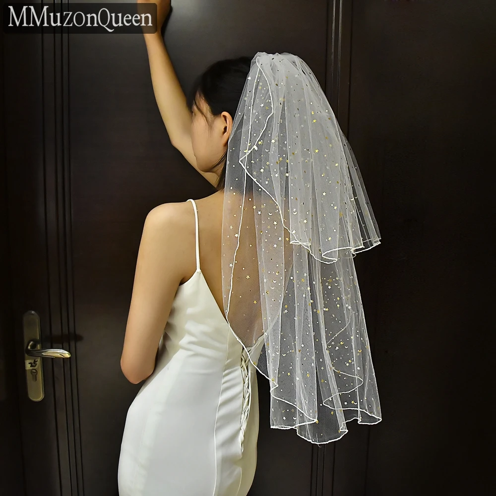 

TOPQUEEN фата милая блестящая свадебная фата черный край грибка короткая повязка на голову свадебные аксессуары с расческой настраиваемый M14