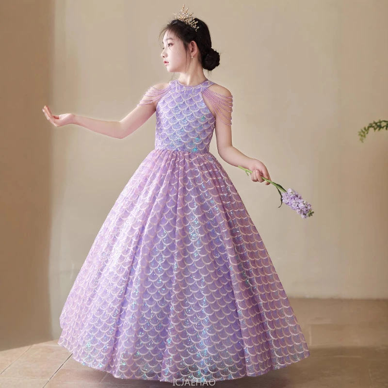 Luxury Girls Princess Dress High End Party Gown Formal Birthday Outfit Elegant Pageant Performance Piano Recital Flower Girl