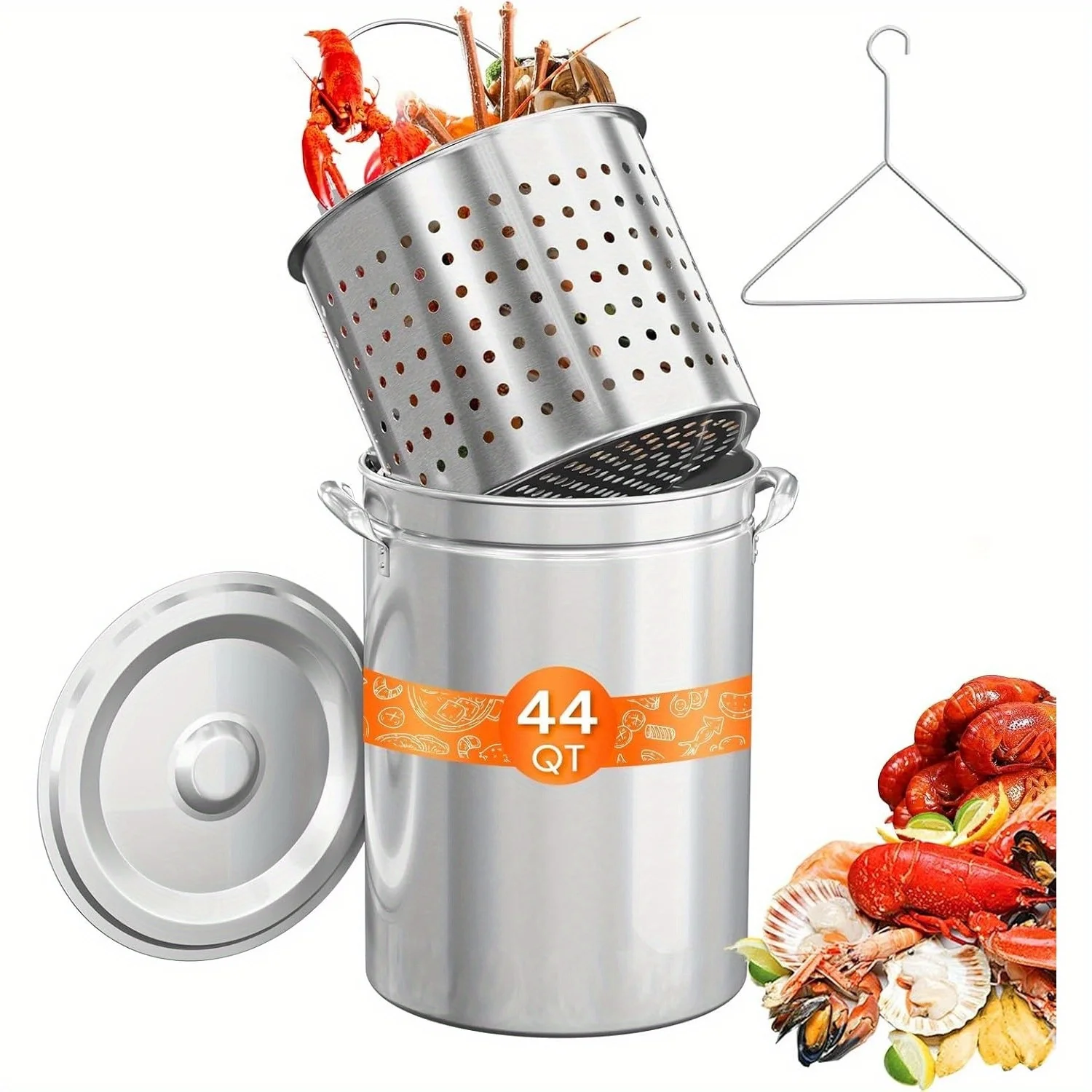 

MEFFIR Seafood Boil Pot with Strainer Basket, Lid & Hook, Versatile Stock Pot for Crab, Lobster, Shrimp Boiling, Heavy-Duty Turk