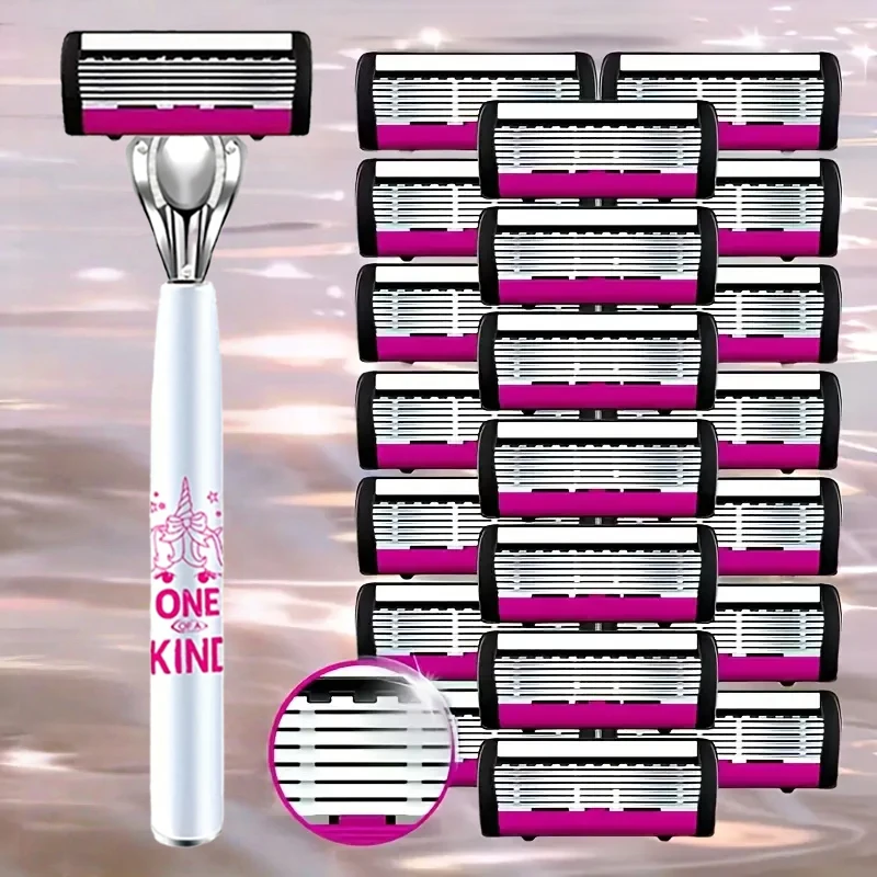 

6-Layer Manual Men's Shaving Razor/Replacement Blades, 6-Layer Razor Stand, Washable, Stainless Steel Depilation Tool