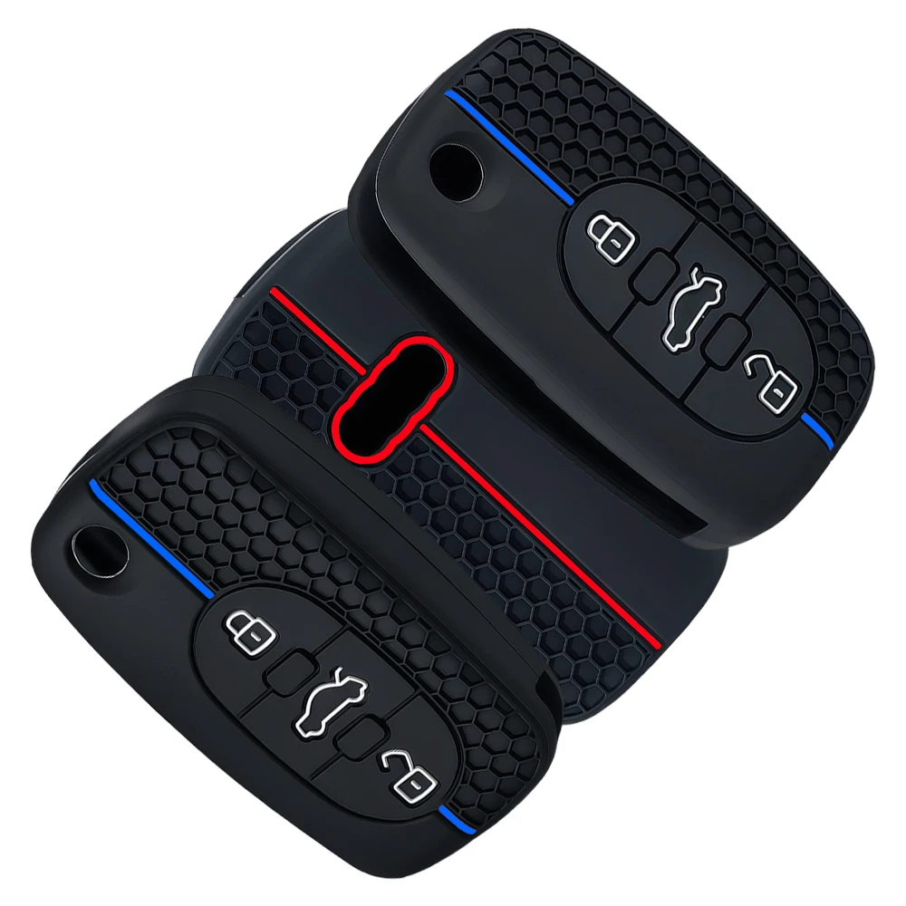 

Silicone Key Case Cover FOB for Audi A1 A6 C5 B6 A4 B5 TT 8N A2 A3 A6 A8 Quattro Cover Remote Shell 3 Button Key Case Skin