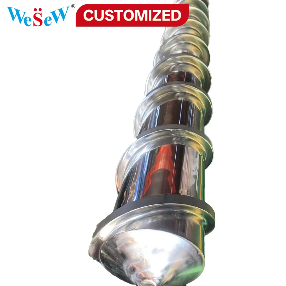 Custom Stainless Steel Screw Conveyor Feeder, Powder & Granular Material Extruder, and Injection Molding Screw