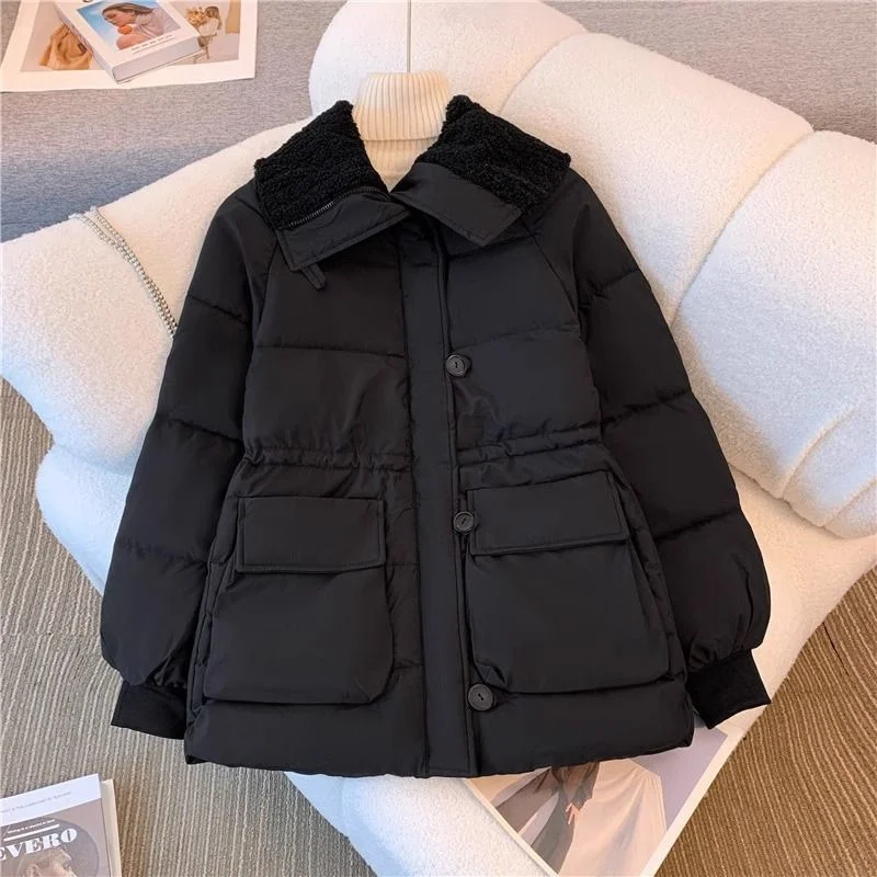 Winter Women\'s Jackets Loose Thicken Jacket Button Up Solid Warm Bread Clothing For Women Puffer Jackets Autumn Cardigan Coat