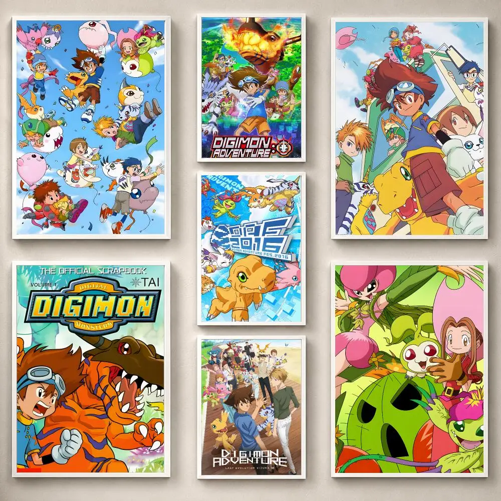 Anime D-Digimon Poster PP Self-Adhesive Removable HD Waterproof Wall art Suitable Bedrooms Living Rooms Gifts