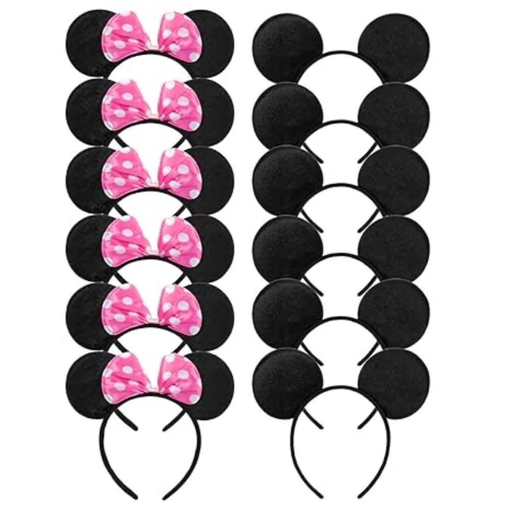 12 قطعة آذان جميلة للأطفال ميكي Headbands الشعر حفلة الترتر عيد ميلاد اكسسوارات ميني العصابات الشعر الانحناء الفتيات عقال