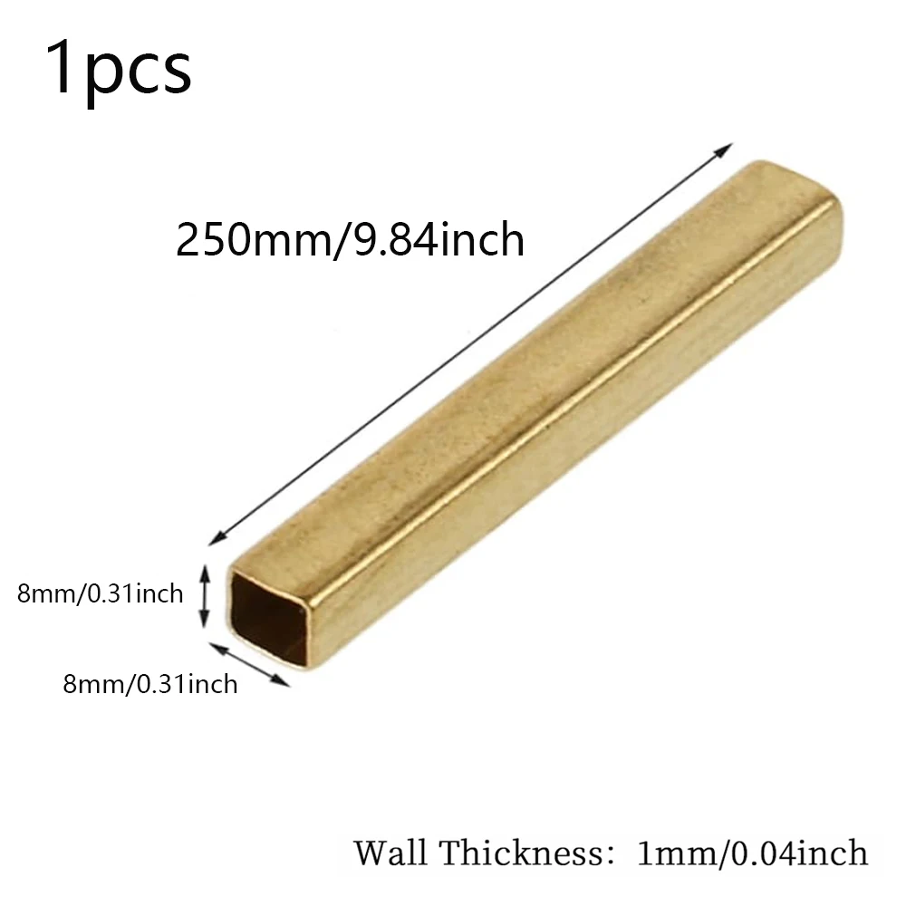 1pcs Hollow Brass Square Tube Pipe 250mm Length 6-20mm Diameter Metal Tubing for Model Making DIY Craft
