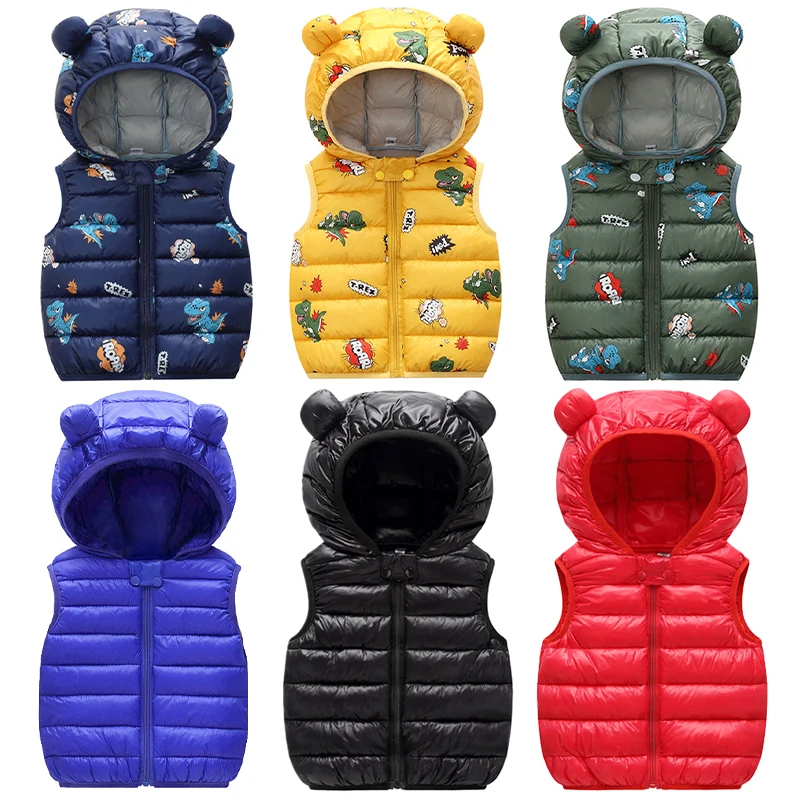 Autumn Winter Children Warm Down Vest Baby Cotton Waistcoat Kids Outerwear Vest Children Clothing Boys Girls Hooded Jackets Coat