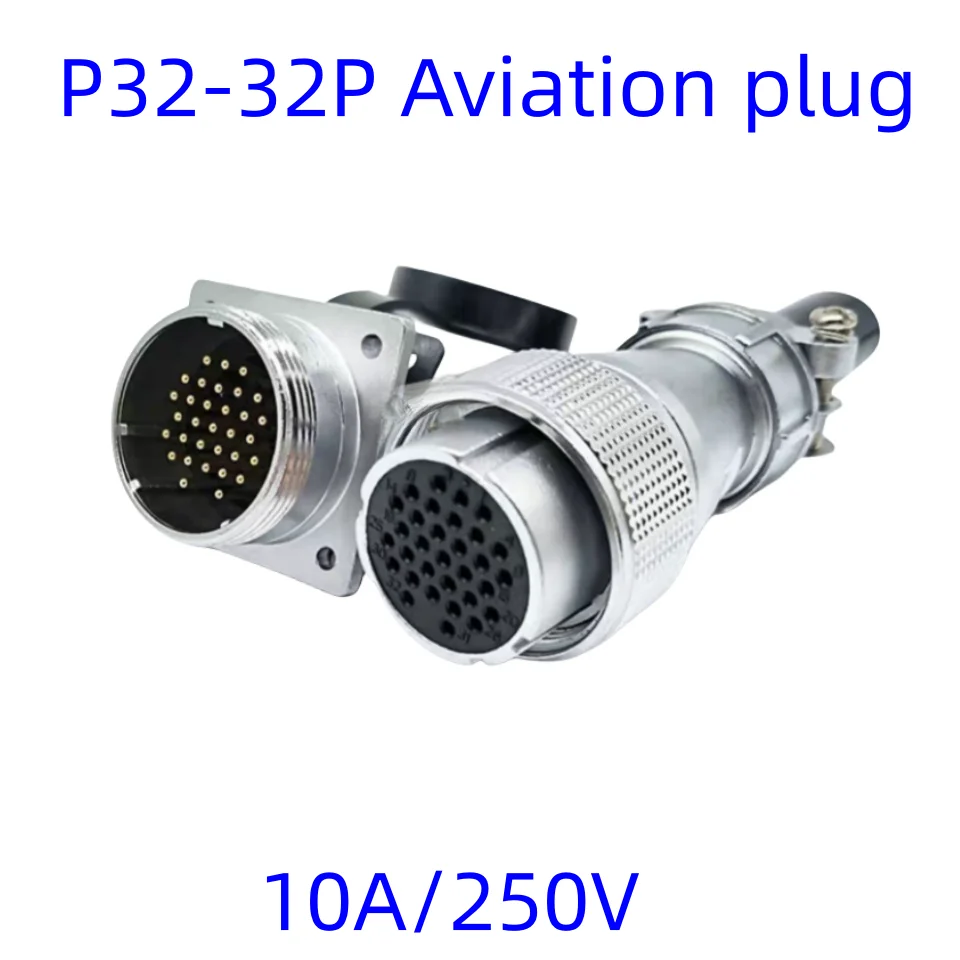 P32 Waterproof Aviation Cable Connector 500V25A 4P/6P/8P/10P/13P/14P/19P/32P Large Current Square Flange Fixed Plug And Socket