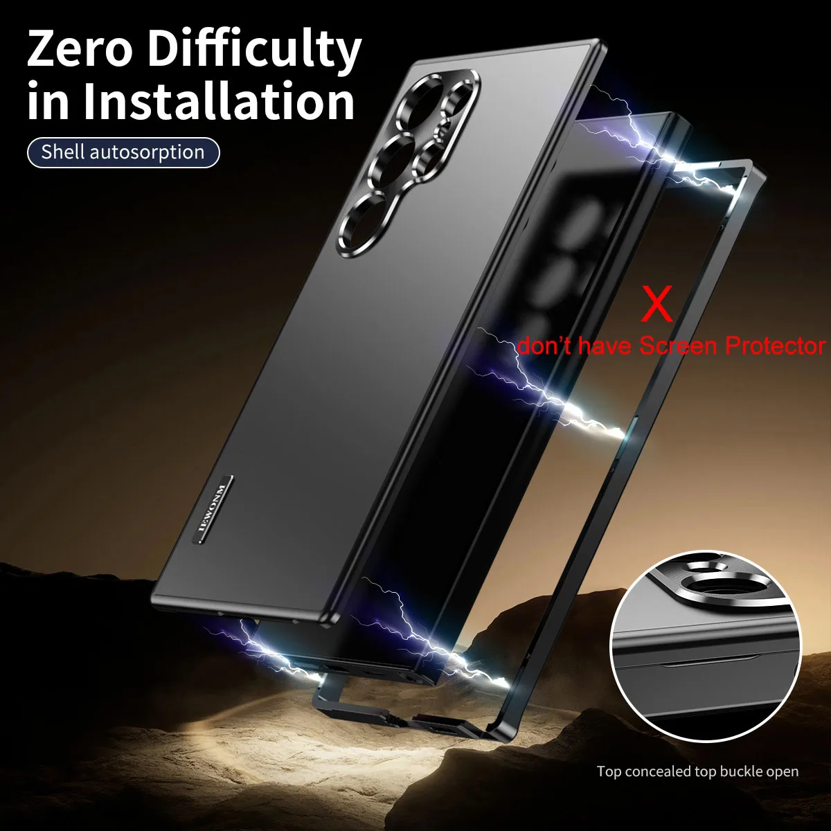 Magnetyczne zamknięcie Aluminiowa rama Plastikowa tylna metalowa obudowa do Samsung Galaxy S25 Ultra S24 Ultra S23 S22 S21 Mocna osłona odporna na upadki — zdjęcie produktu 6
