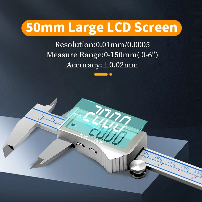 Ditron-pinça Vernier Digital com Tela Lcd Grande Pinça Eletrônica de Metal em Aço Inoxidável Ferramentas de Medição 150 mm 200 mm 300 mm
