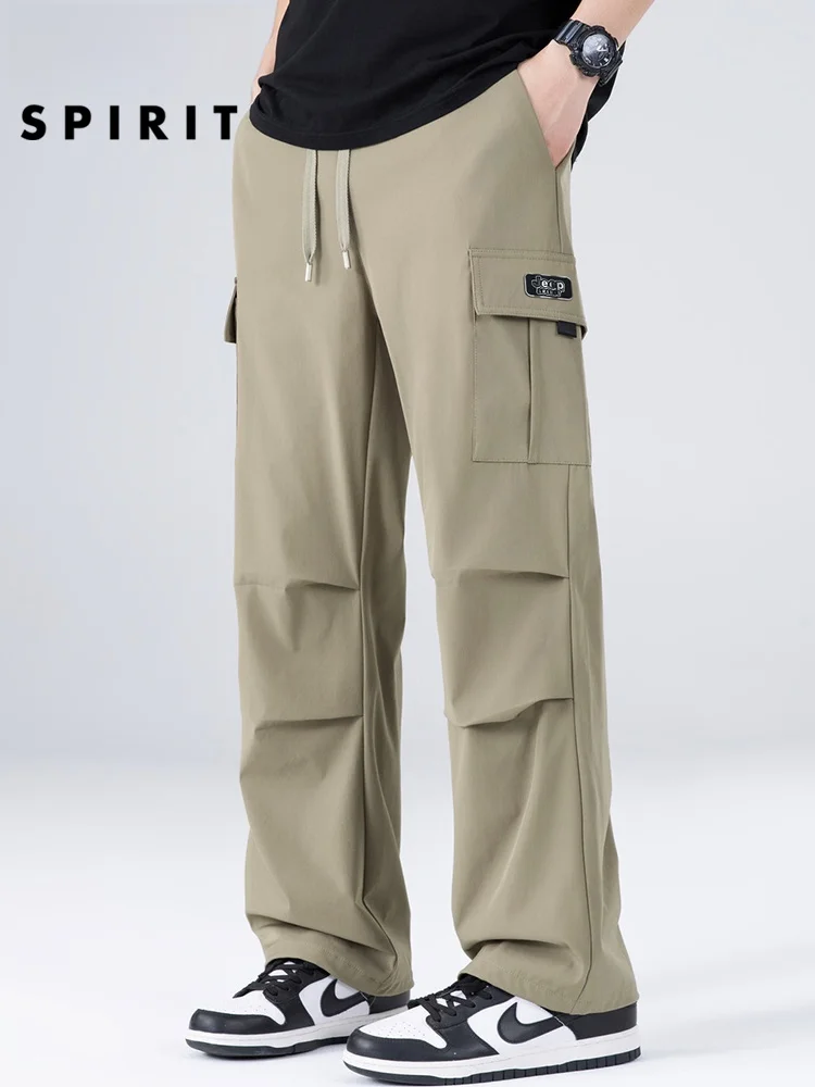 

Spirit Men's Summer Thin Qui Dry American Sle Casual Sports Work Pants Straight Leg Trousers Faionable Polyester F...