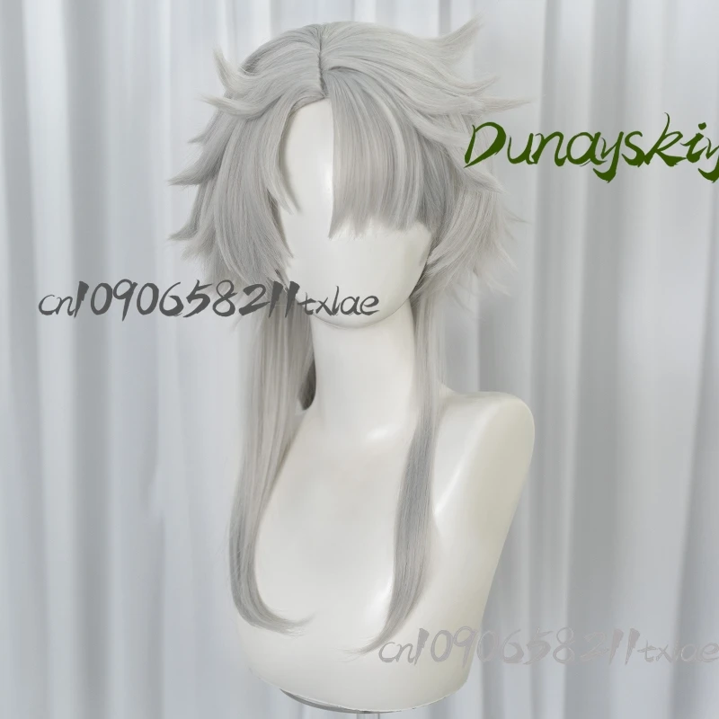 Freak Game Pierrot Cosplay Wig Gray-white Wolf Tail Wig Sexy Kawaii Plush Fans Gifts Daily Party Stage Carnival Halloween view 2