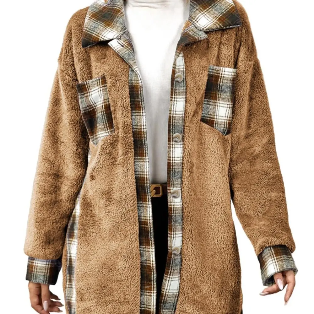 

Повседневное плюшевое пальто, осенне-зимняя женская модная верхняя одежда, удобный мягкий материал, без украшения, универсальный стиль