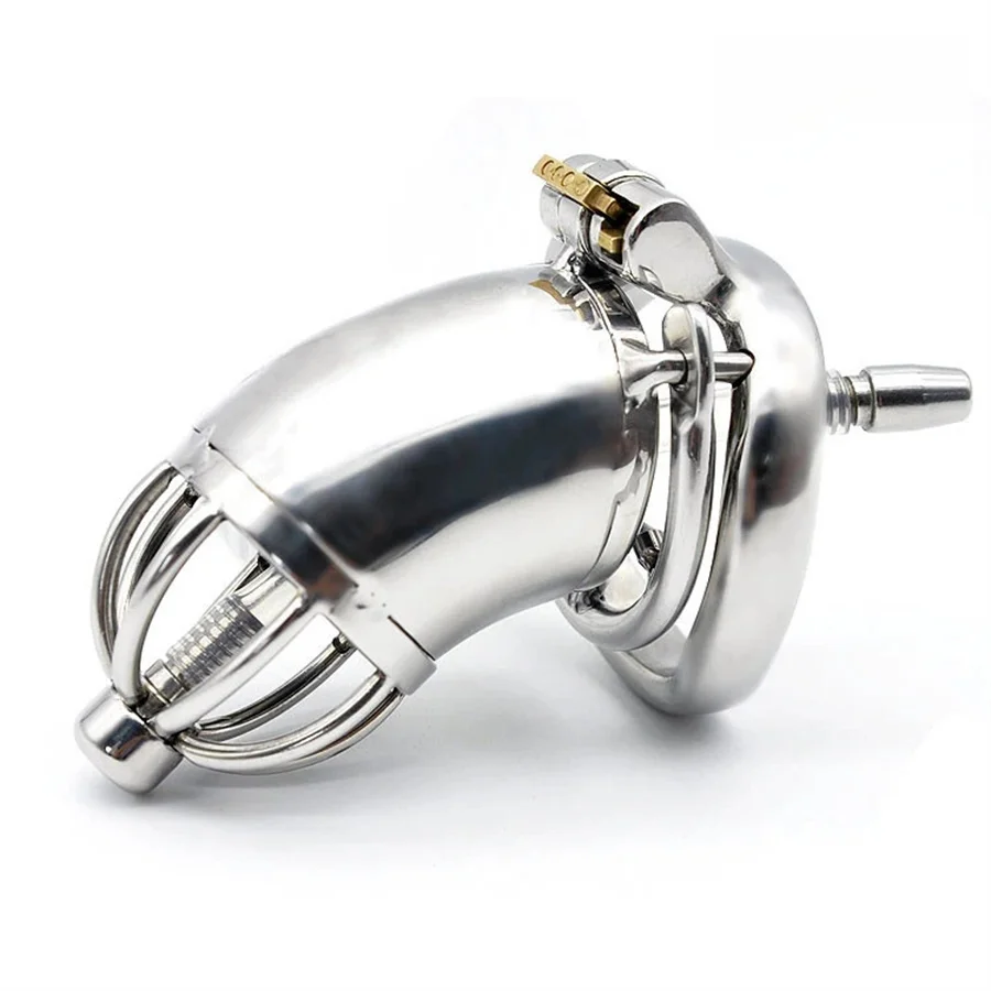 Dispositivo de Castidad masculina de acero inoxidable con sonidos de catéter uretral, anillo antiderramiento, jaula para pene, anillo para pene, Juguetes sexuales para hombres