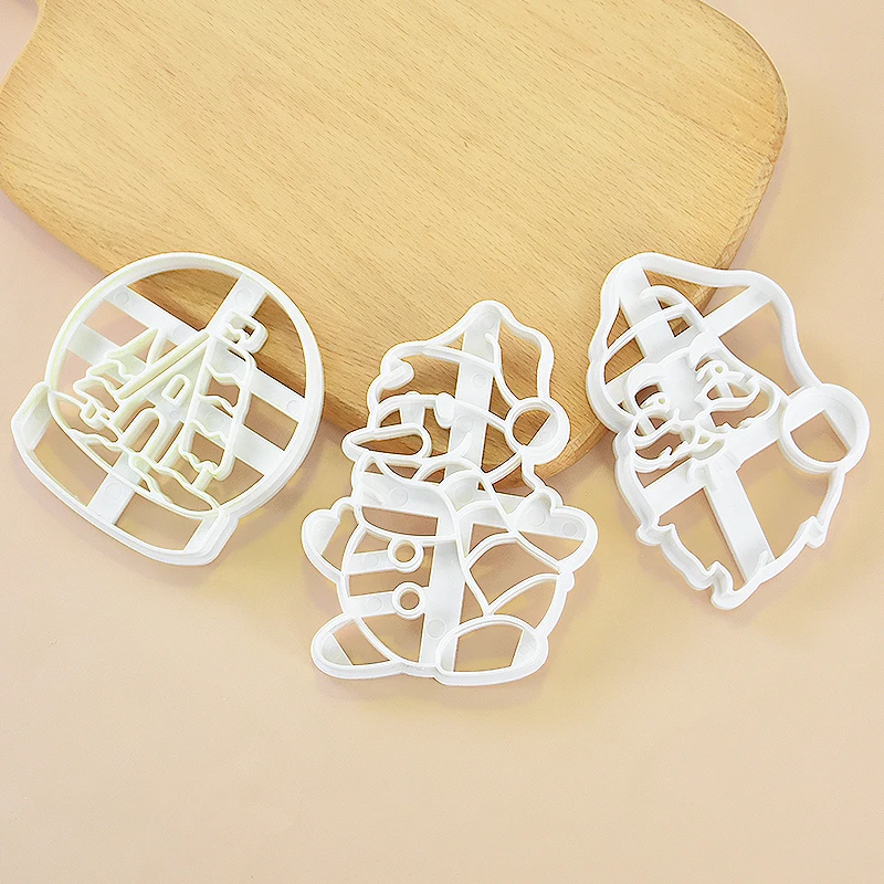 

Christmas Cookie Cutters Cartoon 3D Santa Claus Snowman Plastic Cookie Mold Biscuit Stamp Xmas Decor Kitchen DIY Baking Supplies