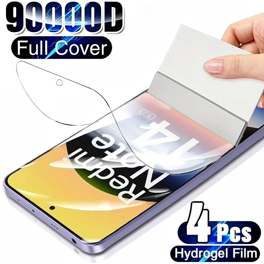 4 шт. ультрапрозрачная гидрогелевая пленка для Redmi Note 15 14 13 Pro Plus 14S 12S 11S Защитная пленка для экрана Redmi 15C 15 14C 13C 12C 10A 9A