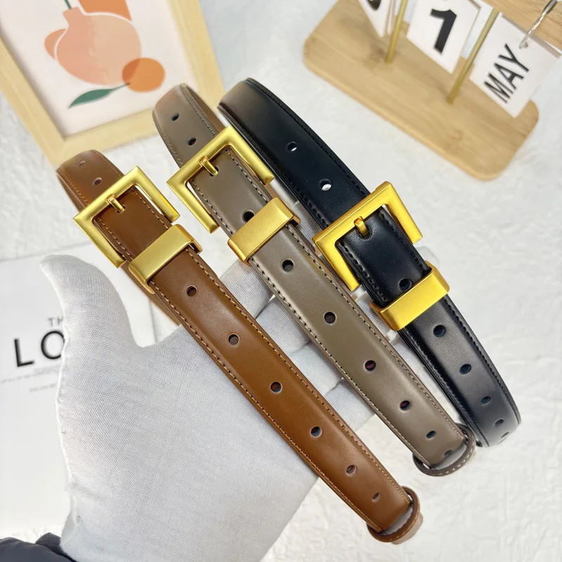

Женские модные ремни из натуральной кожи с золотой пряжкой в стиле ретро, женское пальто с поясом, украшение для платья, узкий джинсовый ремень