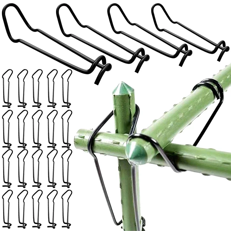 20PCS Garden Trellis Clips Metal Plant Vine Stakes Connectors Climbing Frame Buckles For Tomato Cucumber Vegetable Support