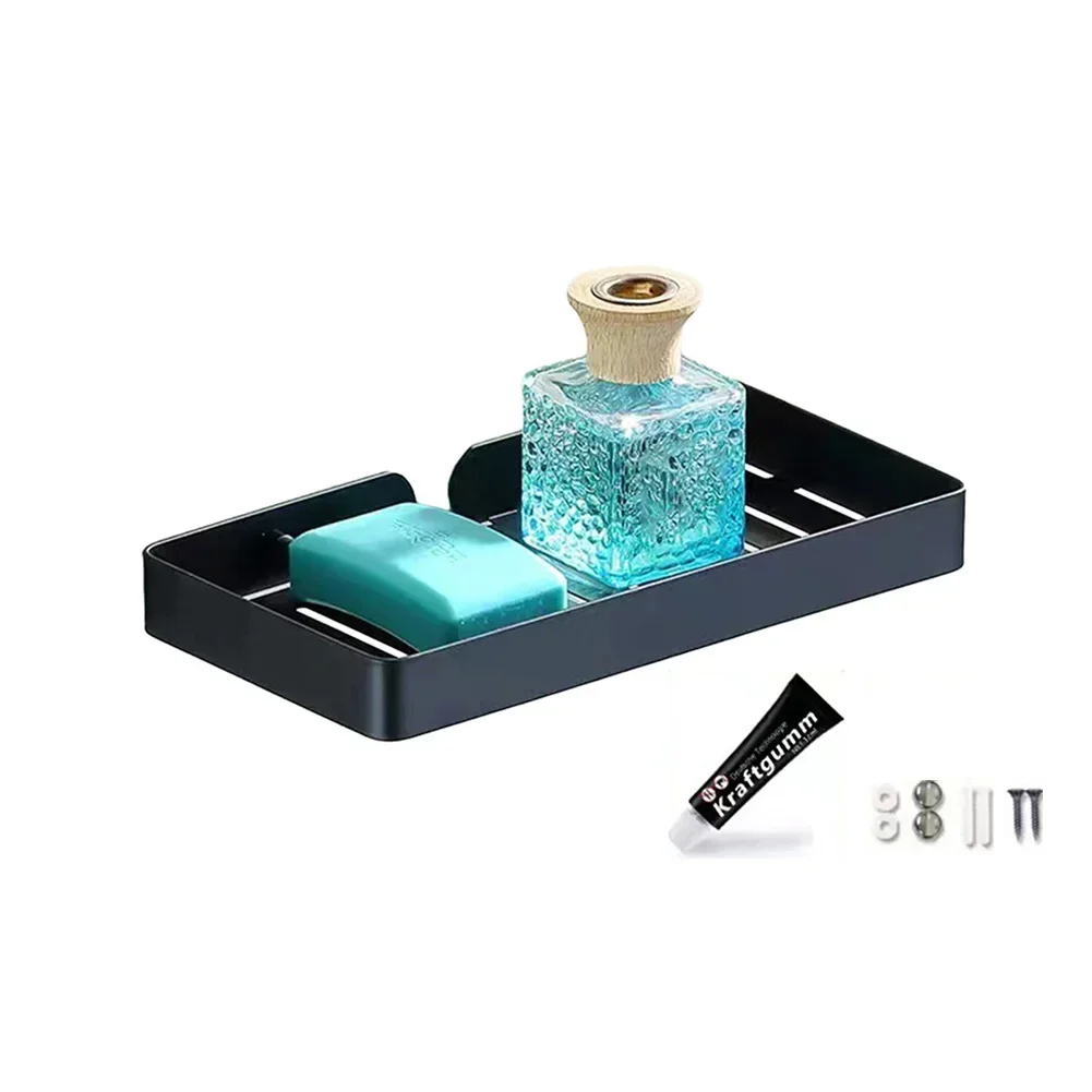 Storage Rack Soap Rack Bathroom 4 Colors Options Stainless Steel Thickening Wall Mount With Two Hooks Practical