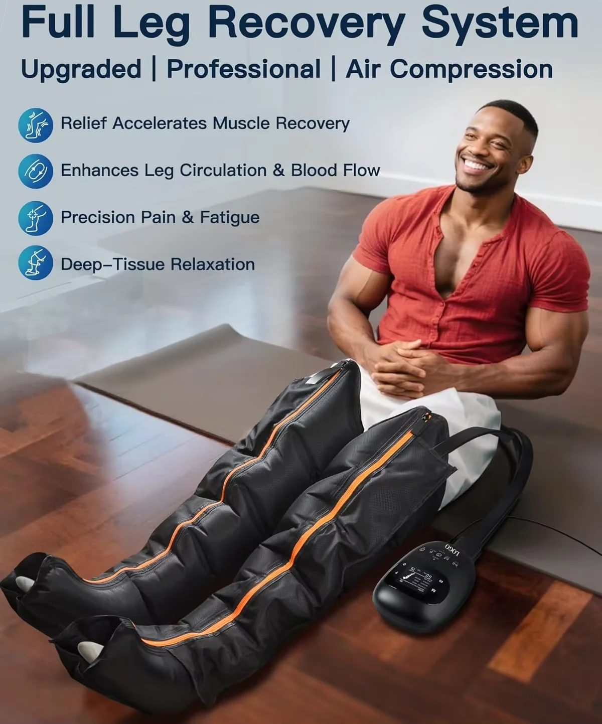Professional Recovery System Air Compression Leg Massager 5 Chambers 60-220mmHg Pressure Range for Improved Circulation Muscle