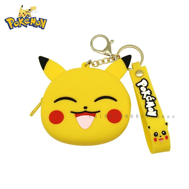 Porte-clés en silicone Pokemon Pikachu Anime, sac à main de rangement, figurines de dessin animé Messenger, joli modèle, jouets pour enfants, cadeau