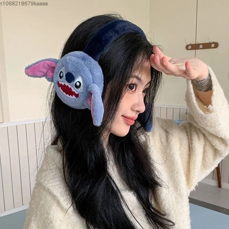 Disney Stitch telinga hangat, Earmuff Korea kartun mewah nyaman gaya baru modis