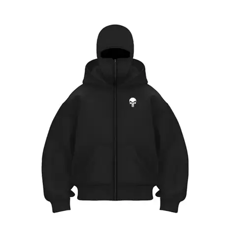 Felpa unisex in pile con doppia cappuccio Passamontagna da donna con cappuccio Mezza zip Abito caldo per l'autunno inverno Abbigliamento uomo Abito mascherato