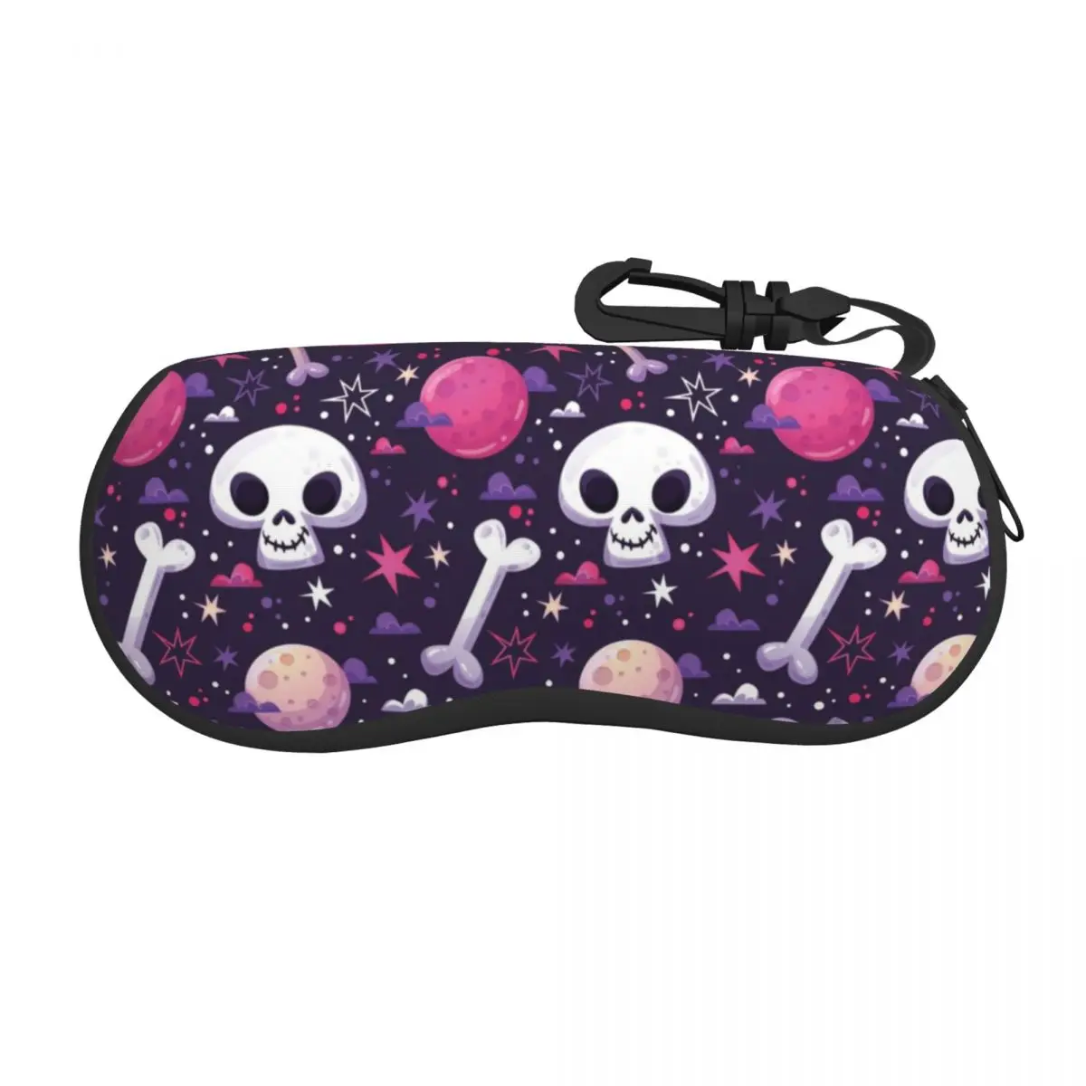 Skull Print Sunglasses Soft Case Neoprene Zipper Horror Skeleton Death Shell Eyeglass Case Custom Protective Box For Glasses