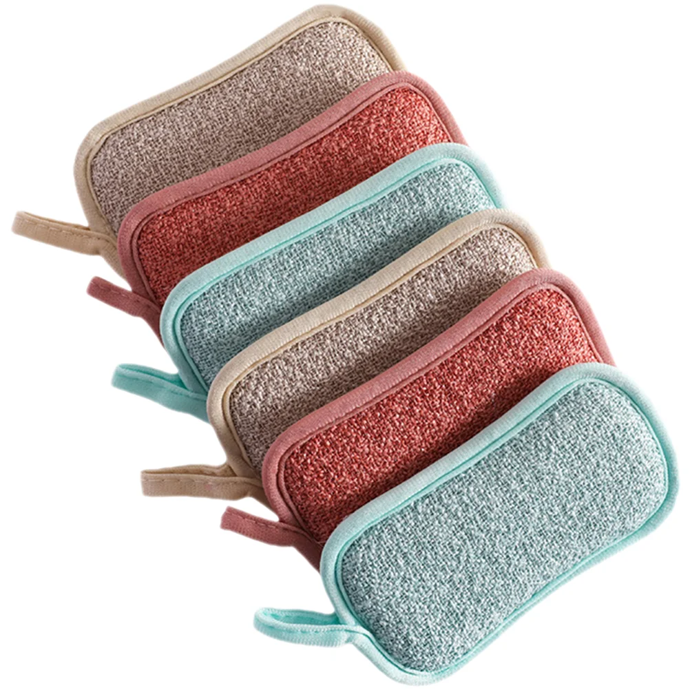 

6 Pcs Cotton Sponge Work Small Cleaning Dish Sponges Multipurpose Body Multi-use for Reusable Scrub Daily Wok Linen Kitchen