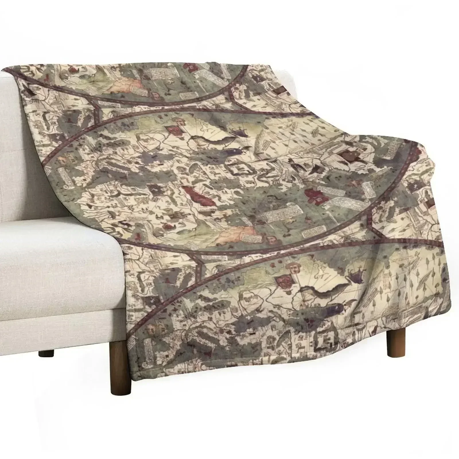 

Medieval Old Map Throw Blanket Blankets For Sofas Sofa heavy to sleep Comforter Blankets