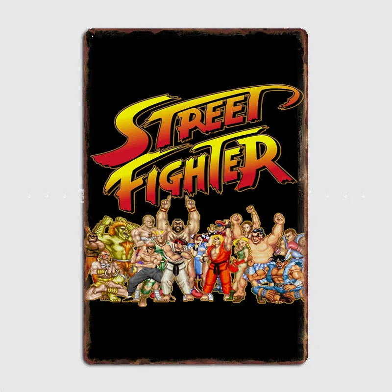 Street Fighter retro game Anime Metal Sign Poster Garage Room Wall Decor Living Custom Tin Vintage Home Decoration