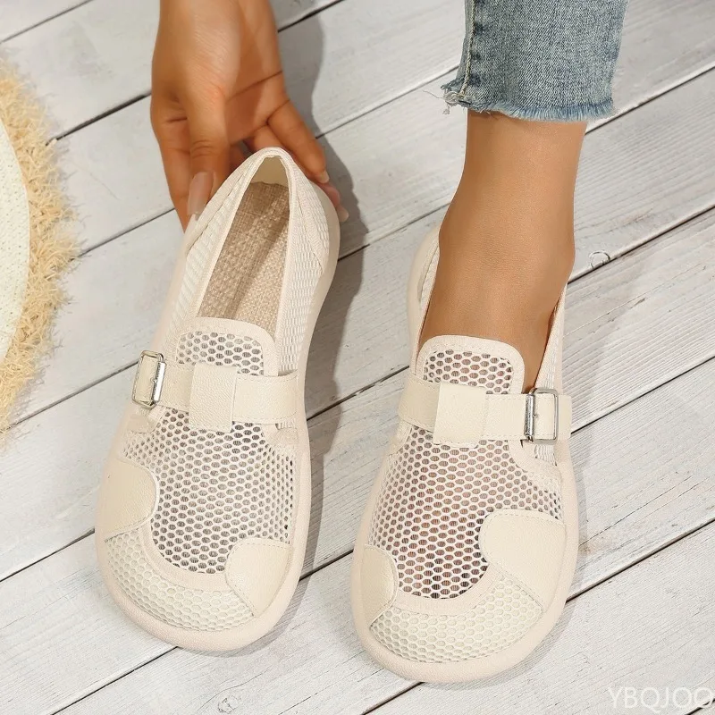 Spring New Breathable Women's Single Shoes Casual Comfortable Flats Lightweight Breathable Thick soled Anti slip Sports Shoes
