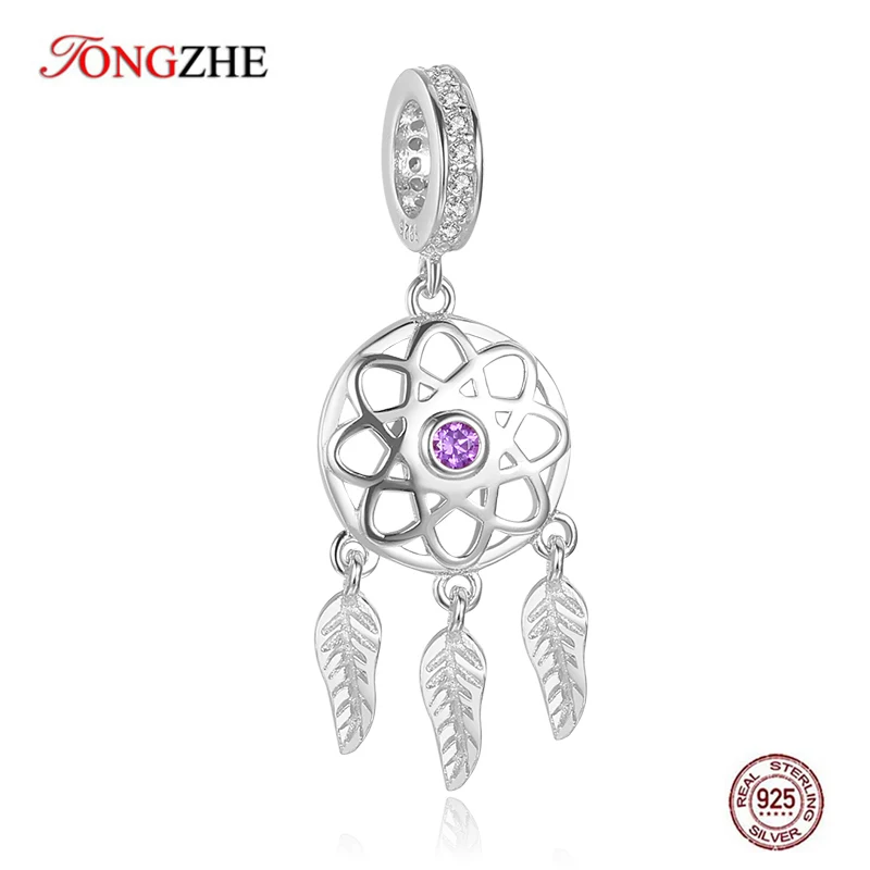 

TONGZHE 2019 Fashion 925 Sterling Silver Vintage Dream Catcher Charms Beads fit Women Bracelets Jewelry Making Wholesale