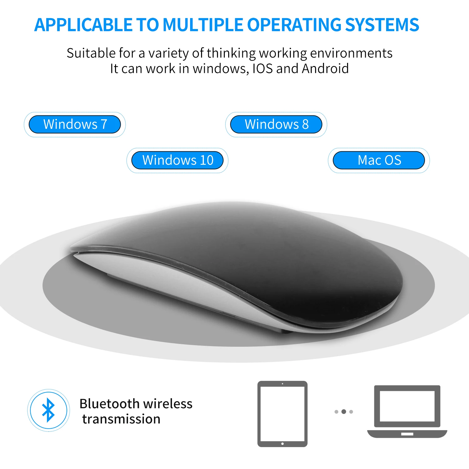 Bluetooth Wireless Magic Mouse Silent Rechargeable Laser Computer Mouse Slim Ergonomic PC Mice for Apple Macbook Microsoft