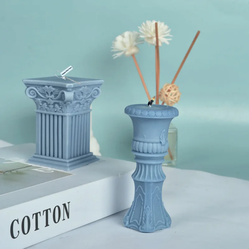 Roman Column Candle Silicone Mold European style Retro Handmade Scented Candle Plaster Mould DIY Christmas Gift Home Decoration