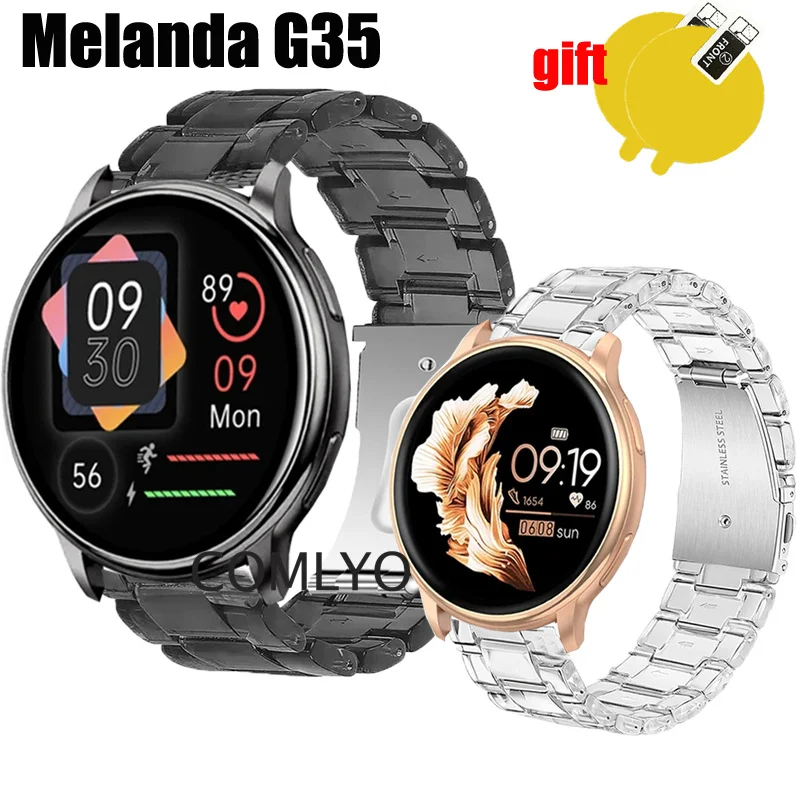 For Melanda G35 Watch Strap Wristband Plastic Clear Smart Watch Women men Band Screen protector film