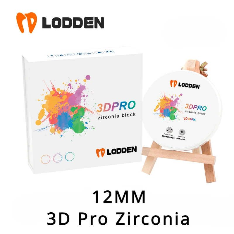 Dental Lab Zirconia Block, 3D PRO, Disco de Zircônia Multicamada, Material para Dentista, 16 Cores para CAD CAM, 98mm Open System, 12mm