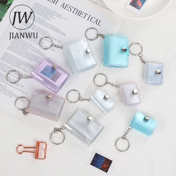 JIANWU 1/2 인치 16 매 키 체인 미니 포토 앨범 귀여운 스냅 버튼 저널 소재 노트 종이 수납 도서 카와이 편지지