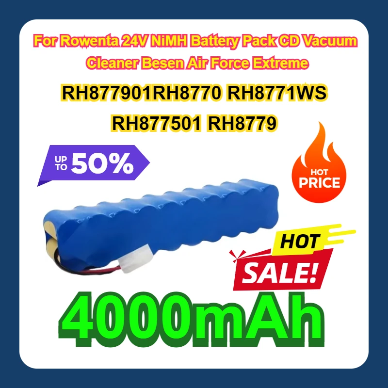 

4000mAh For Rowenta 24V NiMH Battery Pack CD Vacuum Cleaner Besen Air Force Extreme RH877901RH8770 RH8771WS RH877501 RH8779