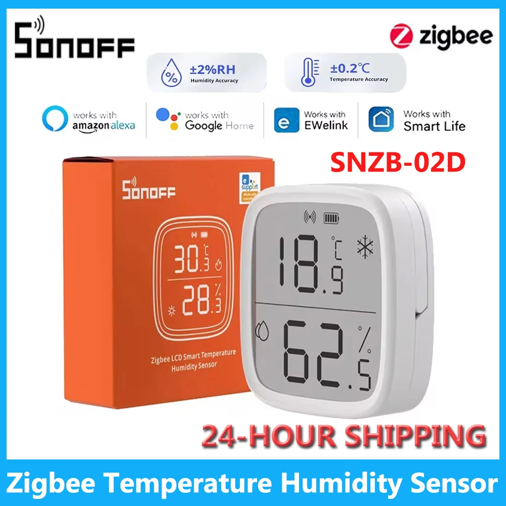 Sonoff-Zigbee-インテリジェントLCD温度および湿度センサー,日曜大工モニター,スマートシーン,AlexaおよびGoogleで動作,SNZB-02D