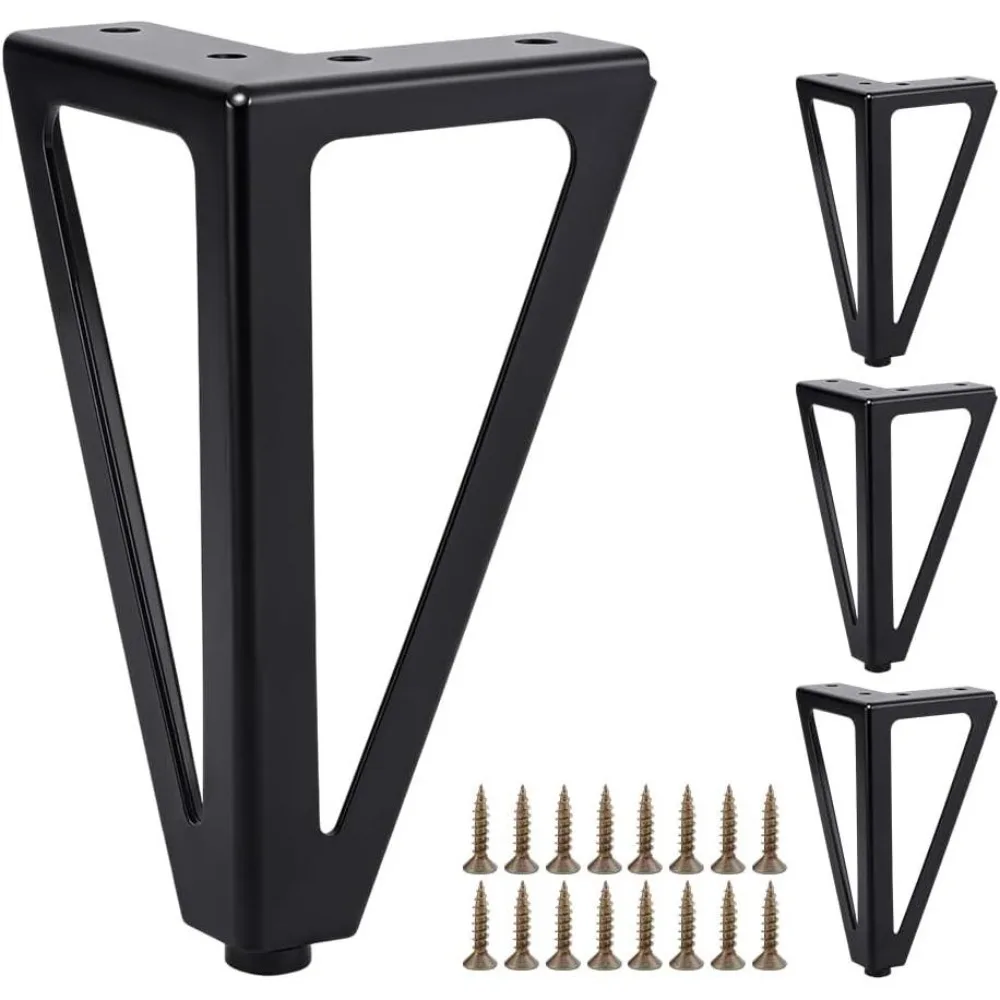 6 Inches Solid Metal Furniture Legs Heavy Duty Iron Triangle Furniture Feet Replacement Couch Legs Suitable for TV Stands Coffee