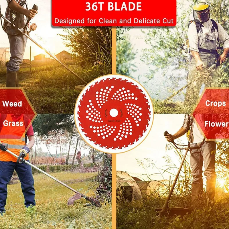 Lawn Mower Blade Alloy Brush Cutter Saw Blade 9 Inch 36 Teeth 230 Tungsten Steel Manganese Steel Garden Tools