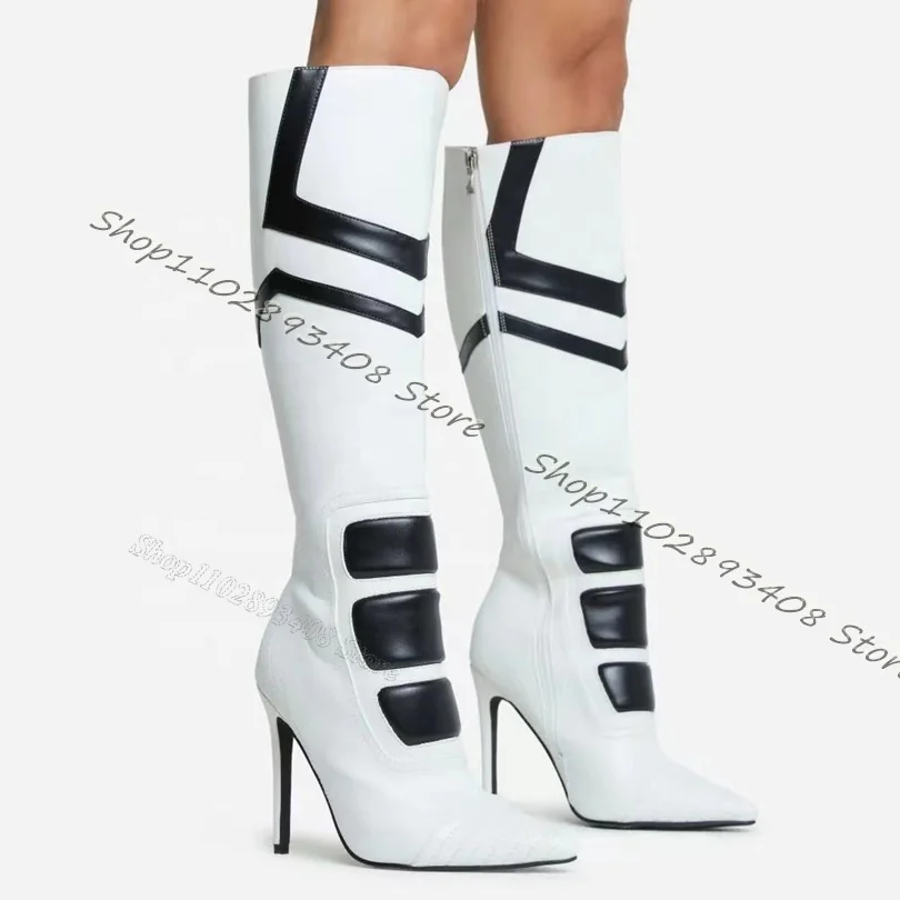 Weiße Stiletto Totem Stiefel spitzen Zehen Seite Reiß verschluss High Heels Frauen Schuhe Frauen Herbst Party Mode Stiefel Zapatos Para Mujere