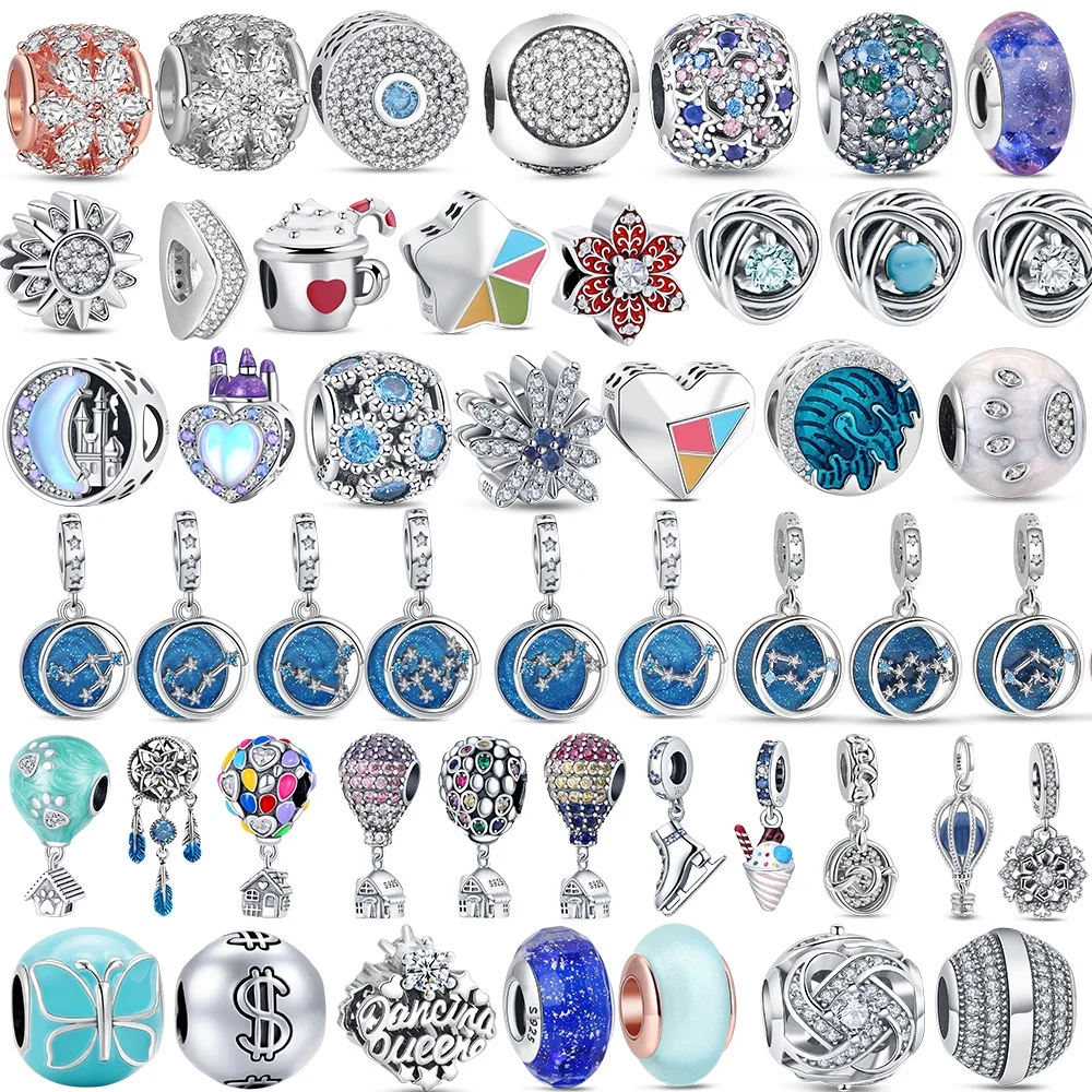 Bestseller 925 Sterling Silber Original Glasperlen Blumen-Anhänger DIY Charm Armband Zubehör Perle Frauen Überraschungs-Schmuckgeschenk