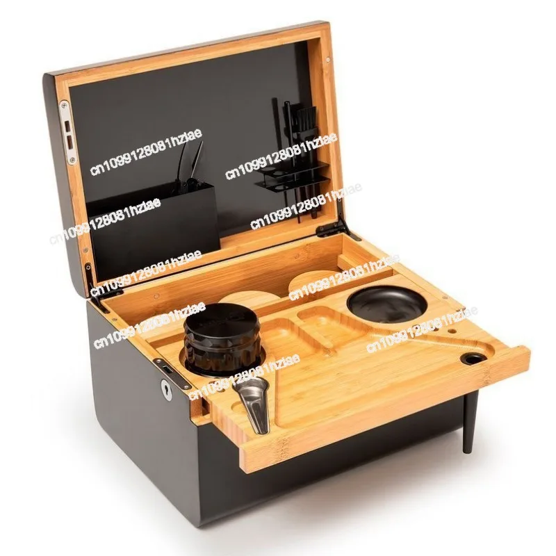 

Bamboo Storage Box with Candy Storage Box Movable Tray Tea Cigarettes Operationed Trays Cut Tobacco Reel Handmade BOX