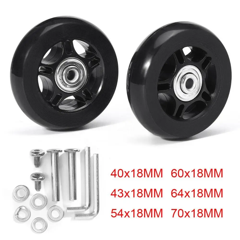 1Set Durable Silent 40mm/43mm/54mm/60mm/64mm/70mm Travel Luggage Wheels With Screw Suitcase Parts Axles Axles Repair Kit